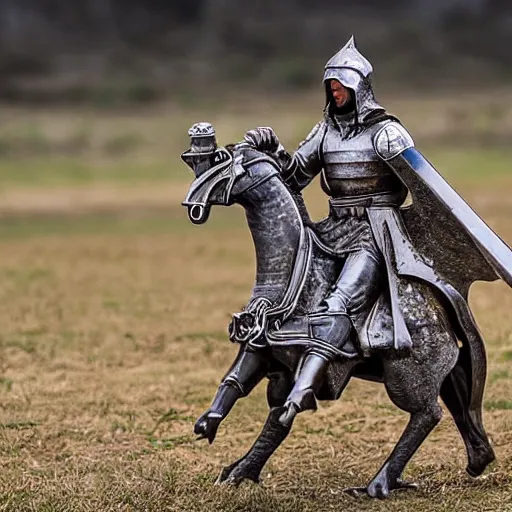 Image similar to crusader riding a goose into battle