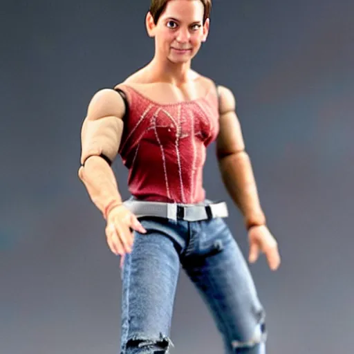 Image similar to tobey maguire action figure with ripped muscles, gross, wet, disgusting, no one wants this
