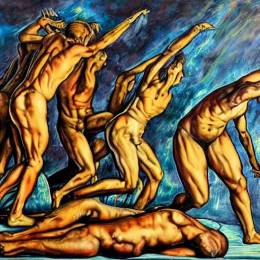 Image similar to Artwork by Peter Howson,