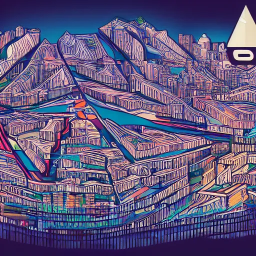 Image similar to landscape of people running away scared from crypto logos standing in the city, cointelegraph design, hyperdetailed, hdr, 8 k