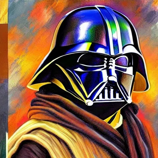 Image similar to star wars characters painted in a post - impressionist style