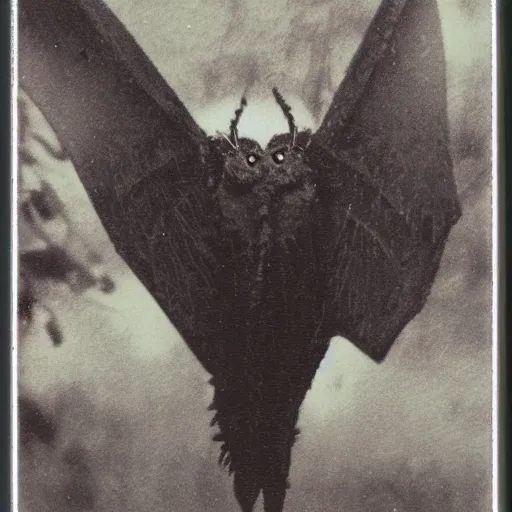 Image similar to real Polaroid photo of Mothman