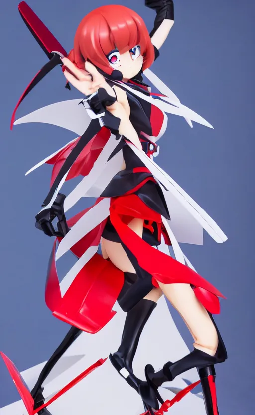 Prompt: toy design, kill la kill anime, portrait of ryuko girl character, 2 0 2 2 anime style, anime static figure, cosplay photo, red scissors, school uniform, inspired by good smile company, 1 2 0 mm, photo taken by professional photographer, by trigger anime studio, trending on facebook, symbology, anime character anatomy, high resolution, matte