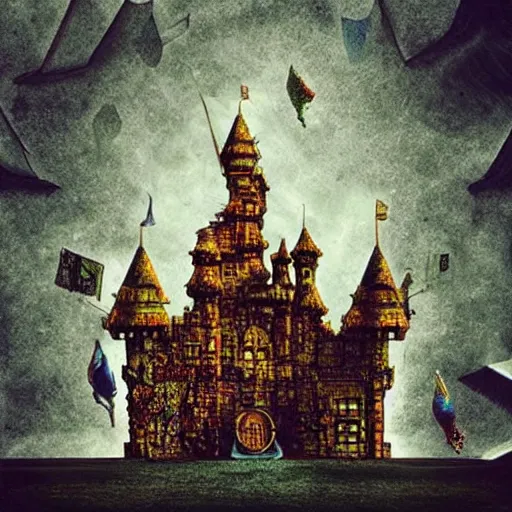 Prompt: “fantasy castle, melted in the style of salvador dali”