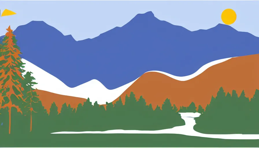 Image similar to A minimalist flag representing Idaho's Salmon River mountain valley, vector graphic, vexillology, cobalt, spruce, and white color scheme,