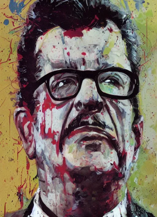 Prompt: portrait of salvador allende as a zombie by john berkey