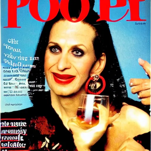 Image similar to dukat drinking wine on the cover of people magazine, annie leibovitz,