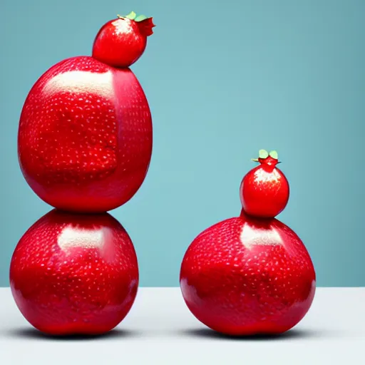 Image similar to cartoon fruit figurine that looks just like michelle obama as a pomegranate, 8 k, fruit eyes, fruit world, beautiful intricate painting, hyper realistic, studio lighting, octane render