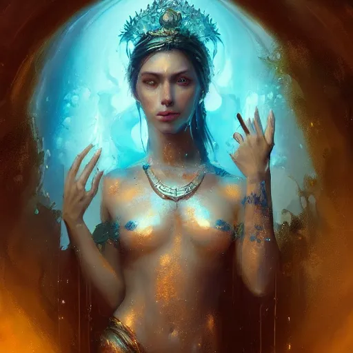 Image similar to a beautiful portrait of a water goddess by Greg Rutkowski and Raymond Swanland, Trending on Artstation, ultra realistic digital art