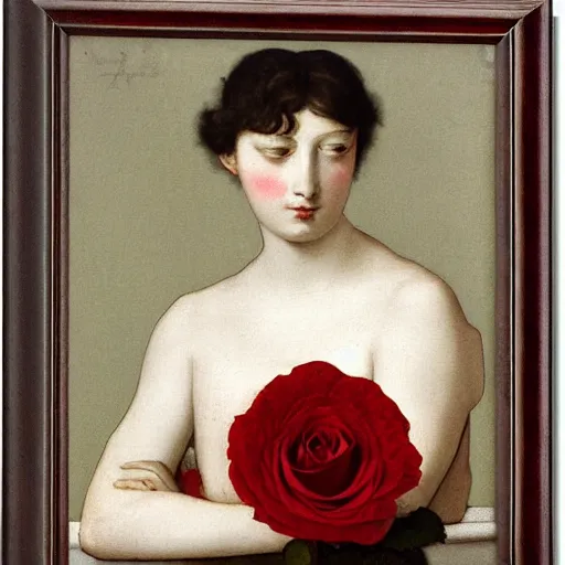 Image similar to a red rose by jean auguste dominique ingres