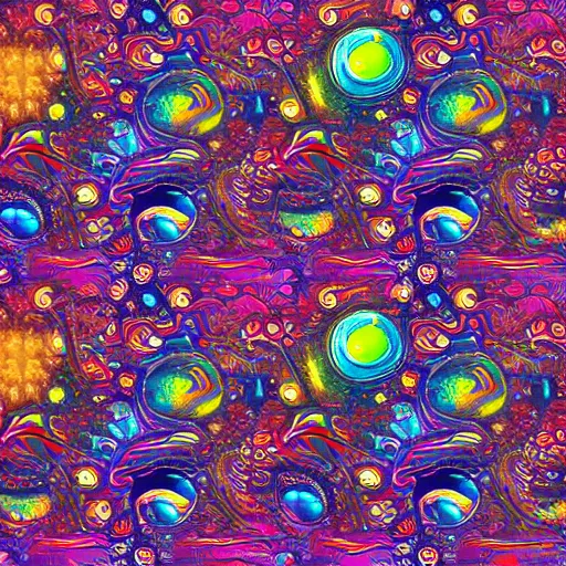 Image similar to psychedellic trippy couch in space, planets, milky way, sofa, cartoon