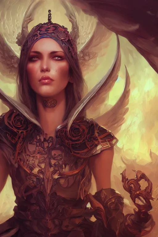 Prompt: face closeup beautiful girl necromancer covered with sculls, wizard of the coast casting magic spell, angel, magic storm and thunder clouds, fantasy, magic the gathering, hyper detailed, 3 d render, hyper realistic detailed portrait, peter mohrbacher
