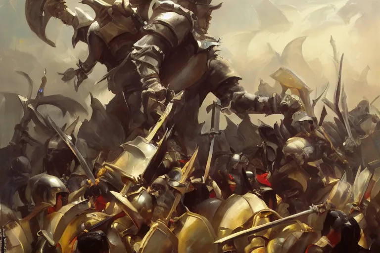 Image similar to greg manchess painting of a pile of swords in the middle of an arena, profile picture, organic painting, sunny day, matte painting, bold shapes, hard edges, street art, trending on artstation, by huang guangjian, gil elvgren, ruan jia, randy vargas, greg rutkowski