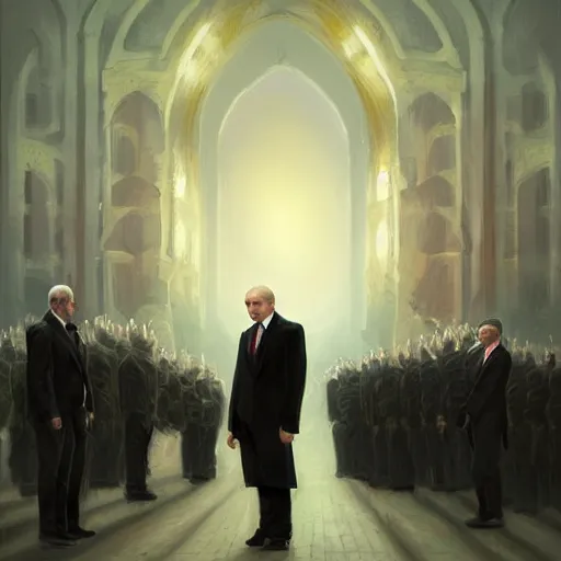 Image similar to putin funeral, death, coffin, portrait, highly detailed, full body, digital painting, trending on artstation, concept art, sharp focus, illustration, art by artgerm and greg rutkowski and magali villeneuve