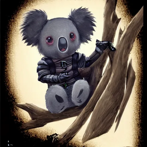 Image similar to a very cute chibi koala dressed in a black shinobi ninja outfit, digital art by łukasz piskorz and patrick mcenvoy and michael komarck, intricate, highly detailed, artstation, concept art, smooth, sharp focus vector centered