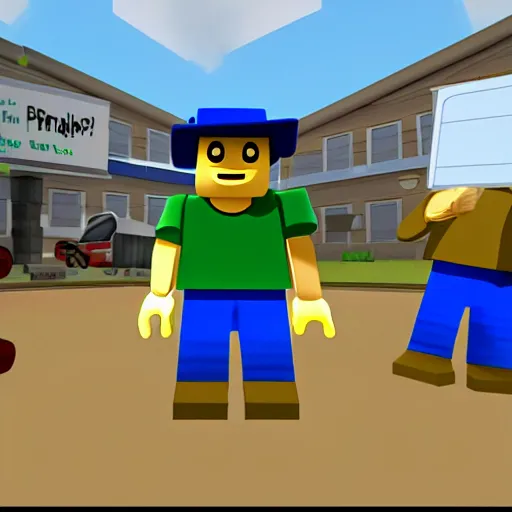 Image similar to A kid named finger as an NPC in an official Roblox server adaption of Breaking Bad