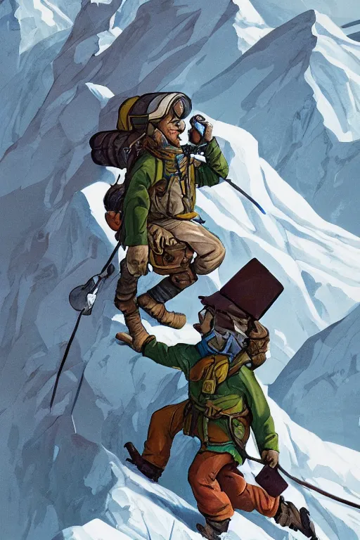 Prompt: alpinist illustration a storybook illustration trending on artstation