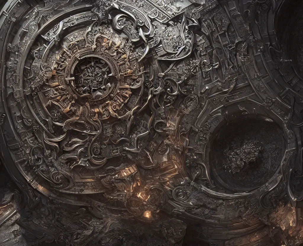 Image similar to an intricate chaos portal, very detailed, octane render, artstation, unreal engine 5