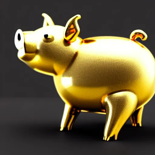 Prompt: cute gold pig symbol with a coin in it's mouth : : ornate, dynamic, particulate, intricate, elegant, highly detailed, centered, artstation, smooth, sharp focus, octane render, 3 d