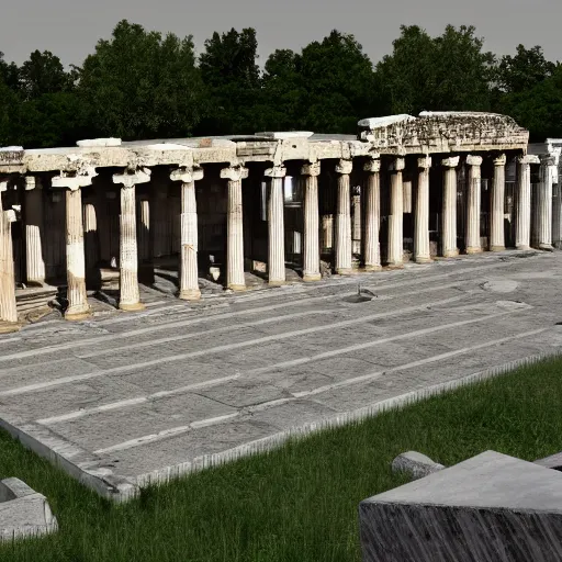 Prompt: the Ancient Greek agora if it was made in 2050 with social spaces and people building various projects, concept art, 4k