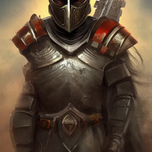 Image similar to portrait of an apocalyptic knight with an armor inspired by venetian masquerade, digital art trending on Artstation