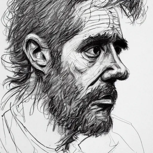 Image similar to a realistic yet scraggly portrait sketch of the side profile of a stern and sophisticated gigachad, trending on artstation, intricate details, in the style of frank auerbach, in the style of sergio aragones, in the style of martin ansin, in the style of david aja, in the style of mattias adolfsson