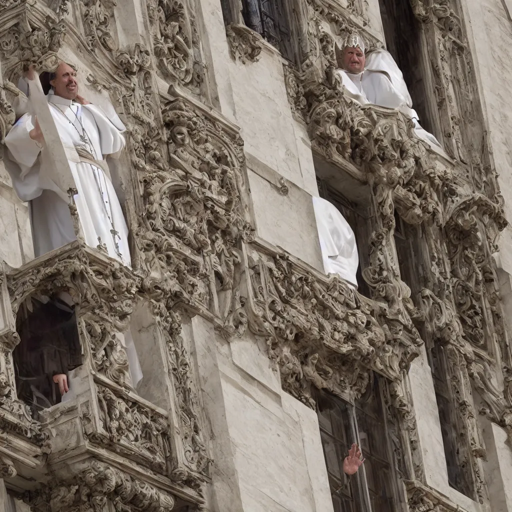 Prompt: keanu reaves as the pope, giving a blessing from the papal balcony, photorealistic HD UHD 8k