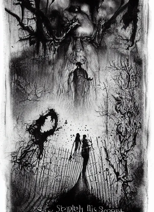 Prompt: book cover of scary stories to tell in the dark paperback novel by stephen gammell