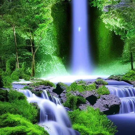 Prompt: waterfall in space leading to a river which flows into the milkyway galaxy photorealistic 1920p