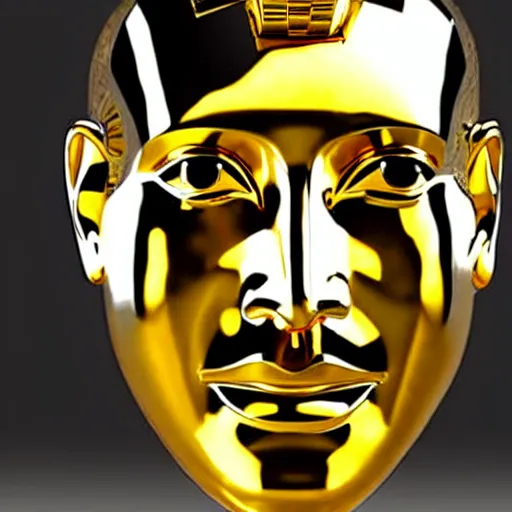 Prompt: ( steve jobs ) gold king tut mask