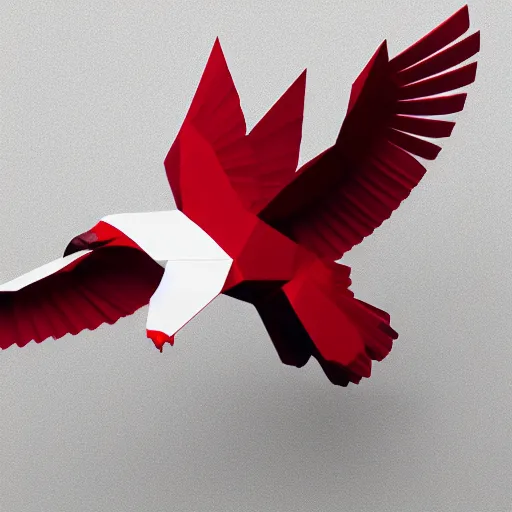 Image similar to low poly, vector, white eagle flying above an open book, icon, red background, cgsociety, artstation, octane render