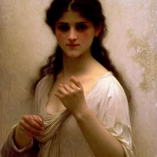 Prompt: William-Adolphe Bouguereau painting of a young woman