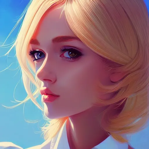 Image similar to a portrait of a beautiful blonde preppy, art by ilya kuvshinov and wlop and artgerm and josan gonzalez, digital art, highly detailed, intricate, sharp focus, trending on artstation hq, deviantart, pinterest, unreal engine 5, 4 k uhd image