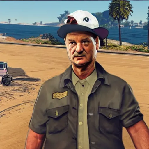 Prompt: bill murray as a gta 5 character