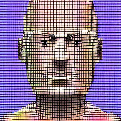 Image similar to a 3/4 view of an android's head made of pixel blocks dispersing into the ether, realistic, 3d render