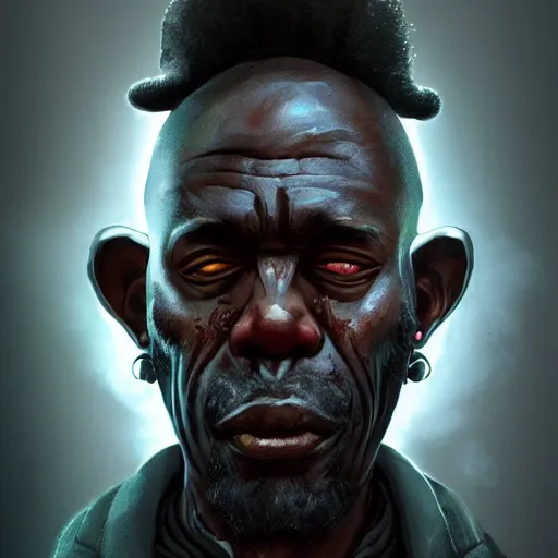 Image similar to a dark and ominous voodoo priest, Apex Legends character digital illustration portrait design, by anton semenov, detailed, cinematic lighting, wide angle action dynamic portrait