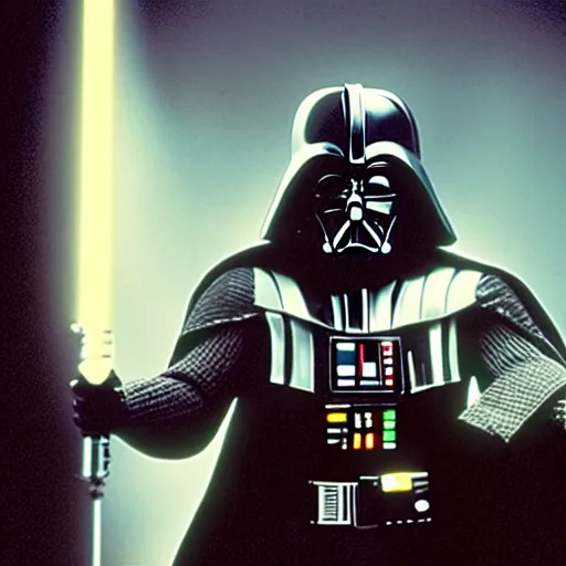 Image similar to a still of derp vader in the film star wars the empire strikes back