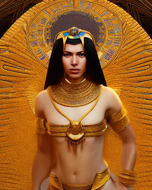 Prompt: Cathy Heaven as a beautiful egyptian princess, gorgeous, portrait, Symmetrical, powerful, intricate, beautiful, masterpiece, elegant, volumetric lighting, highly detailed, artstation, sharp focus, no cropping, illustration, Jean-Leon Gerome , ruan jia