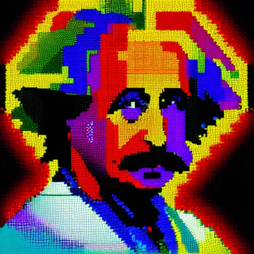 Prompt: 8 - bit einstein portrait