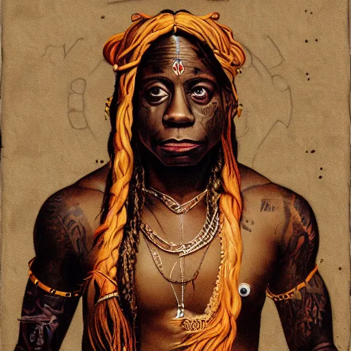 Image similar to lil wayne as an eldritch god, painted, high detail, sharp focus, 4 k