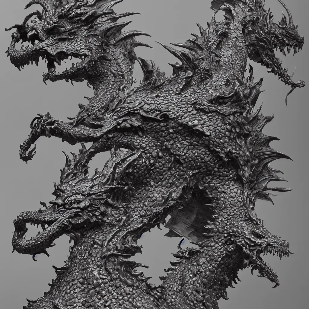 Prompt: a statue of a dragon in the northern wei dynasty, by zhelong xu, trending on artstation, highly detailed, photorealistic