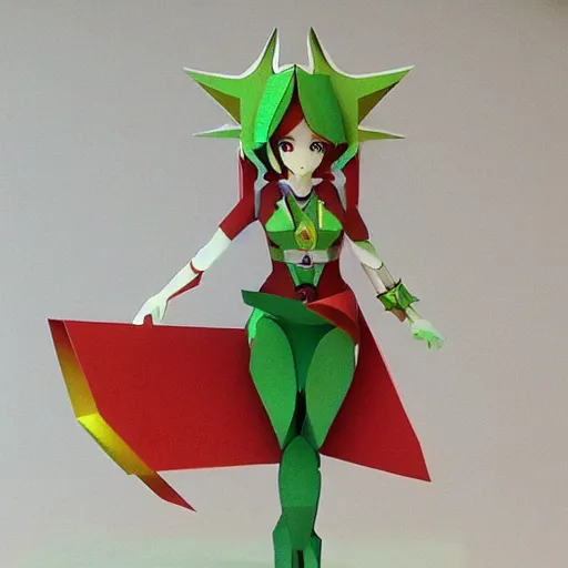 Image similar to a paper model of pyra from xenoblade chronicles, paper modeling art.