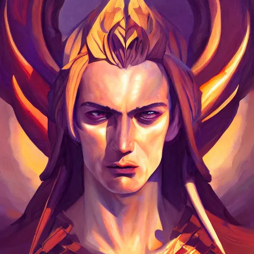 Image similar to Dramatic portraiture of Namenlos, the Cepheid god of lost things, gouache on canvas, trending on ArtStation, by Viktor Vasetnov and ArtGerm, luminism