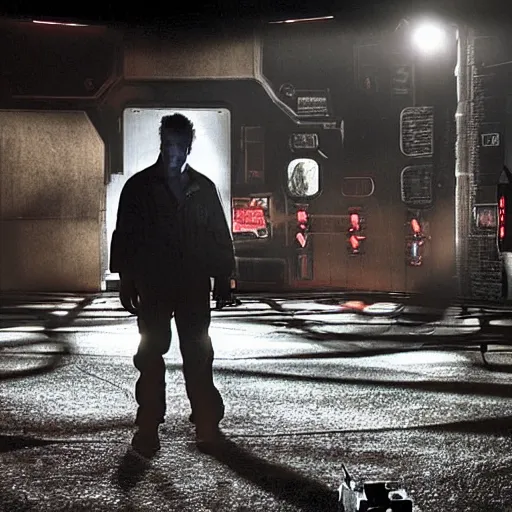 Prompt: a cinematic fill still from a 2015 horror movie aliens are sighted in Las Vegas, directed by Wes Craven, shallow depth of focus