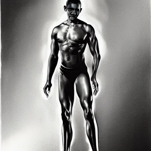 Prompt: Barack Obama warrior full body shot by boris vallejo