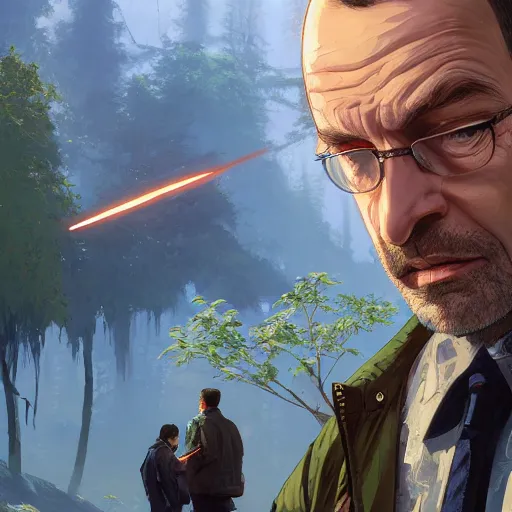 Image similar to highly detailed portrait, traian basescu, in gta v, stephen bliss, unreal engine, fantasy art by greg rutkowski, loish, rhads, ferdinand knab, makoto shinkai and lois van baarle, ilya kuvshinov, rossdraws, tom bagshaw, global illumination, radiant light, detailed and intricate environment