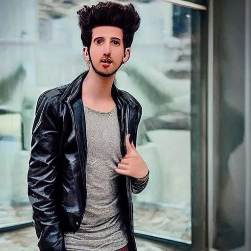 Image similar to “a realistic detailed photo of a guy who is an attractive humanoid who is half robot and half humanoid, who is a male android, singer Sebastian Yatra, shiny skin, posing like a statue, blank stare”