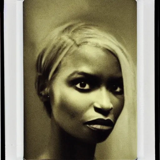 Prompt: polaroid of female drow face shot by Tarkovsky