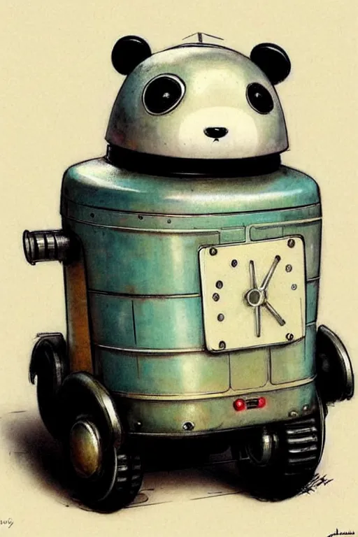 Image similar to ( ( ( ( ( 1 9 5 0 s retro future android robot fat robot panda wagon. muted colors., ) ) ) ) ) by jean - baptiste monge,!!!!!!!!!!!!!!!!!!!!!!!!!