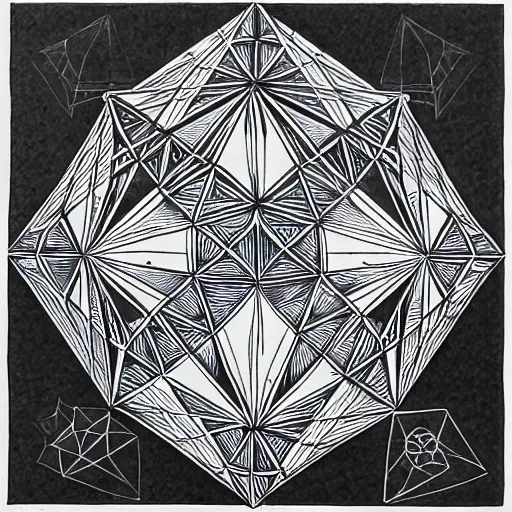 Prompt: platonic solids, sacred geometry, ink drawings, high detail, 8 k